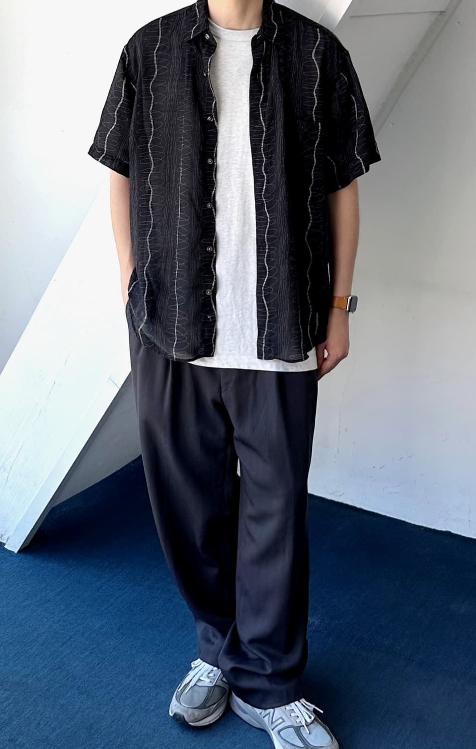 Irregularity pattern sheer fabric shirt 상품이미지3