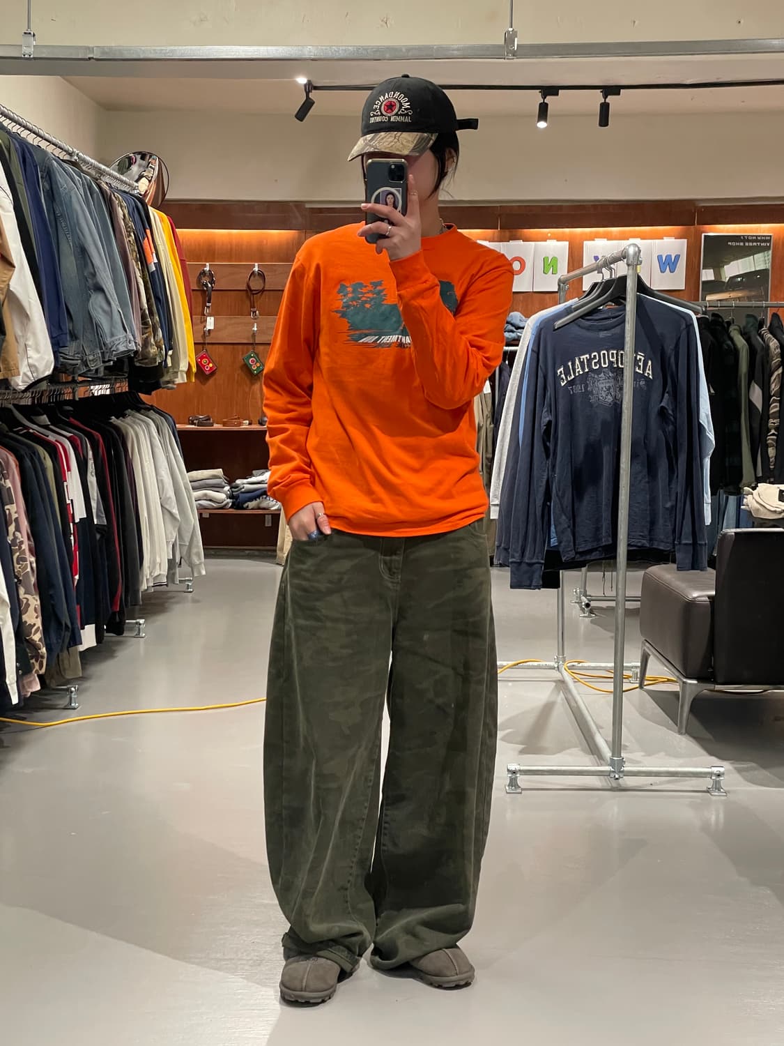 빈티지 롱슬리브 티셔츠(오렌지)   상품이미지3