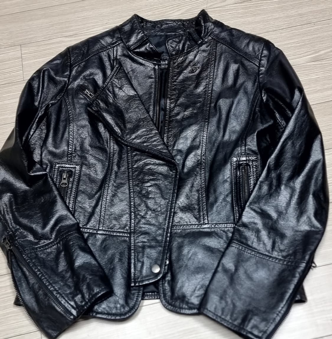 송탄 다크호스 블랙 가죽 라이더 자켓 여성(m) 상품이미지1
