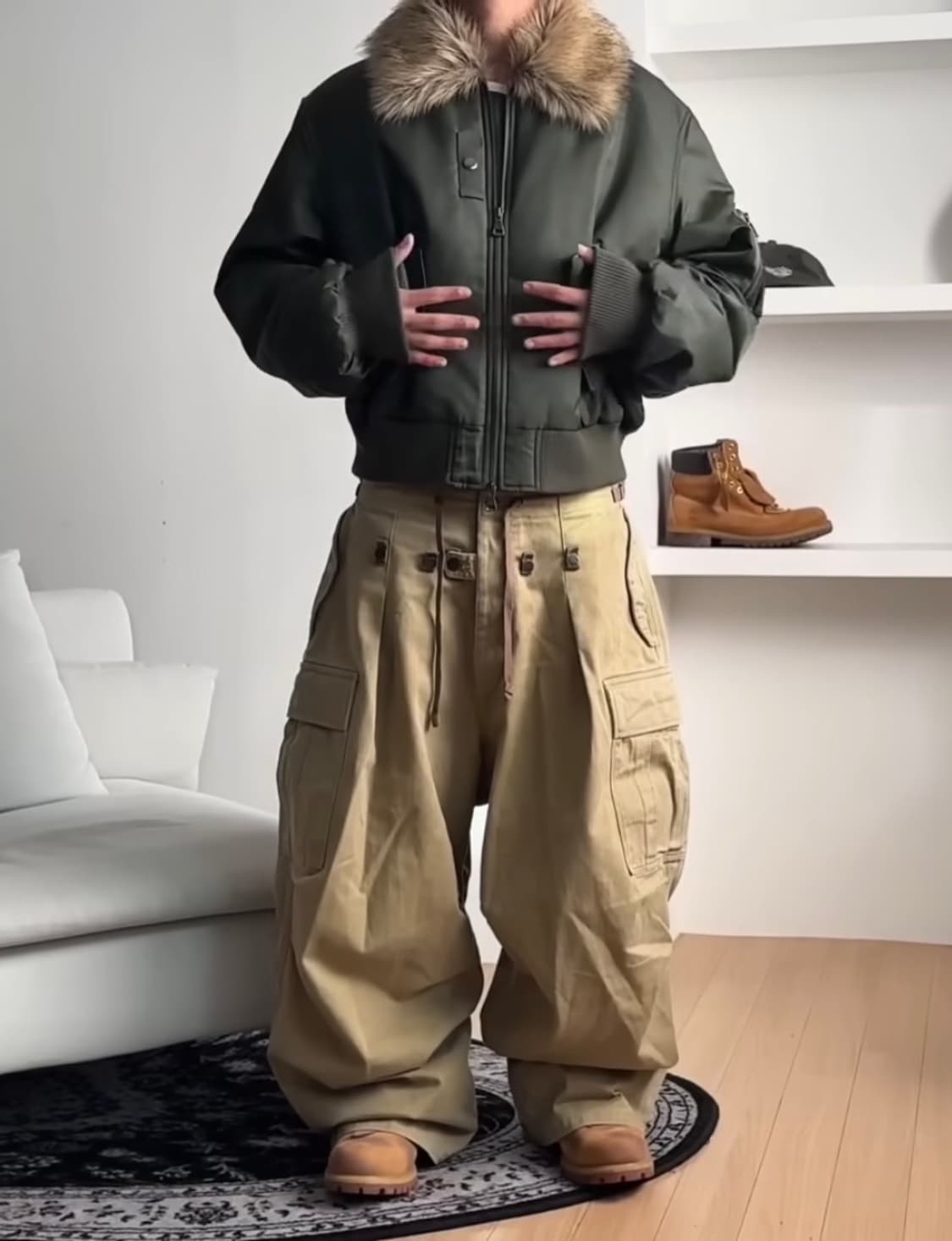 앤더슨벨 퍼카라 MA-1 마원 블루종 카키 L 상품이미지2