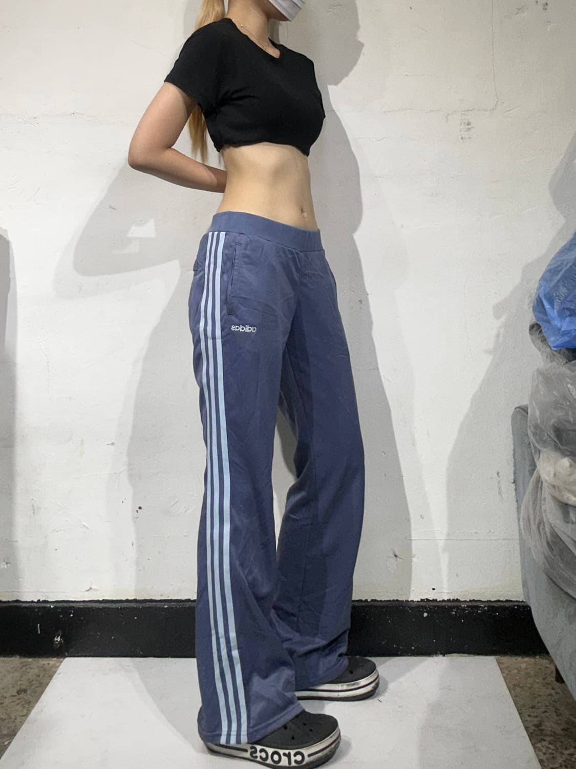 아디다스 블루 삼선 대대장 부츠컷 와이드 팬츠 M 상품이미지1