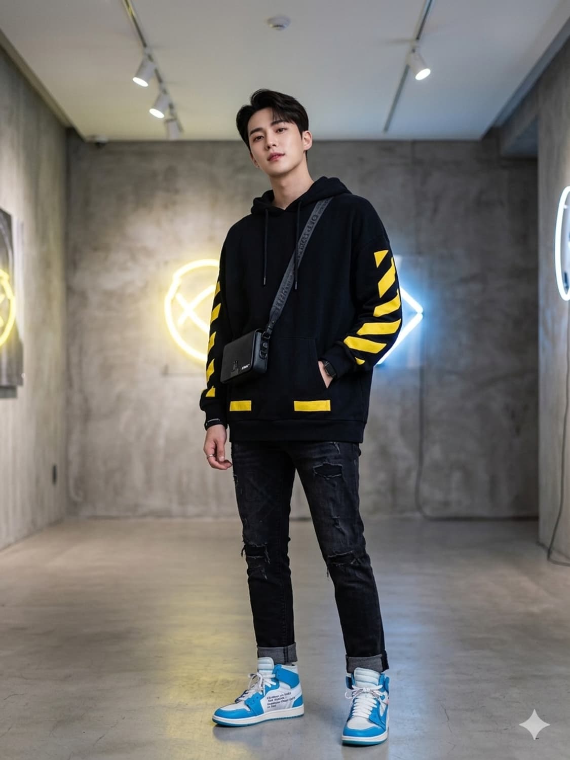 오프화이트 디아고날 애로우 후드티 블랙 상품이미지1