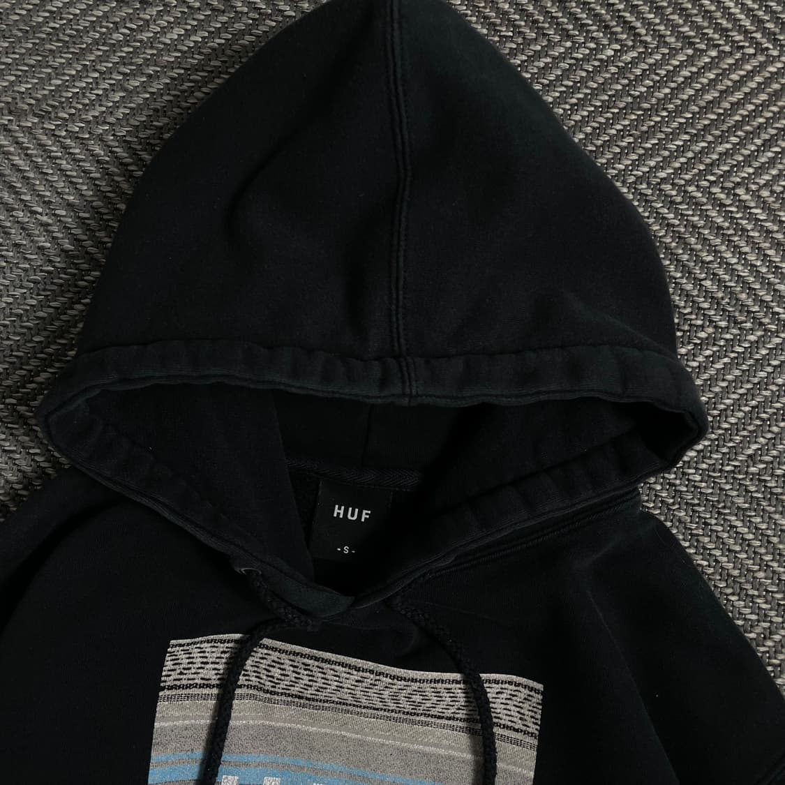 HUF 빅로고 박시핏 블랙 후드 티셔츠 y 4269 상품이미지5