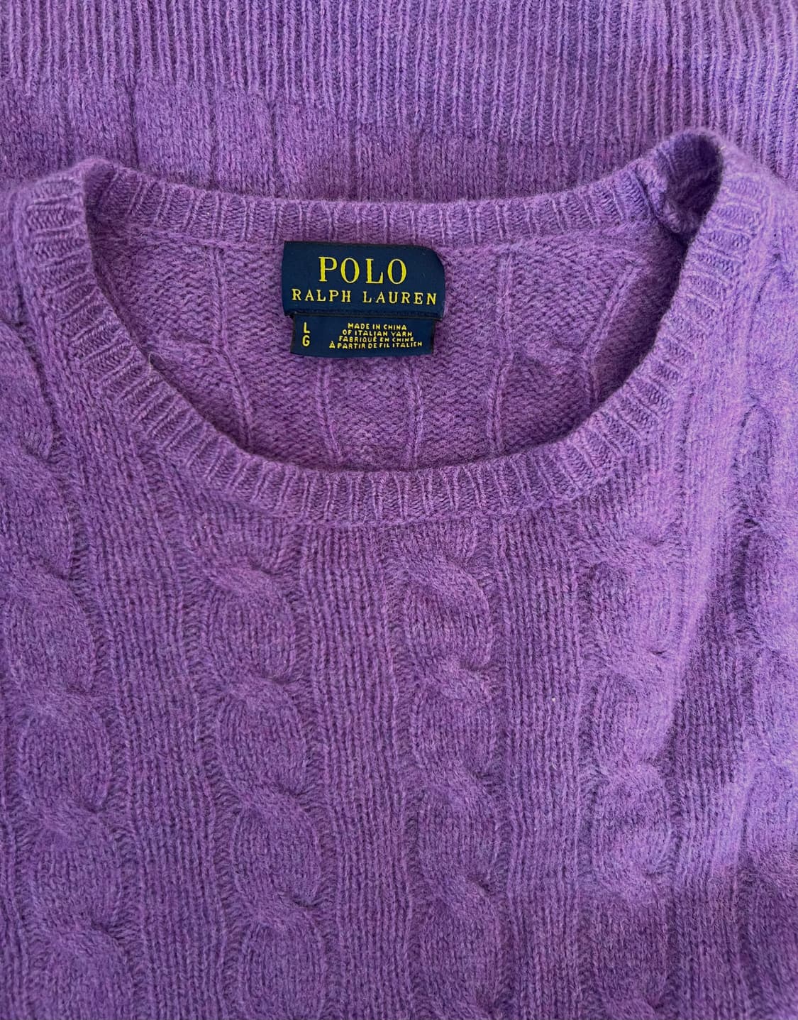 폴로랄프로렌 여성 퍼플 라운드니트 케이블니트 상품이미지5