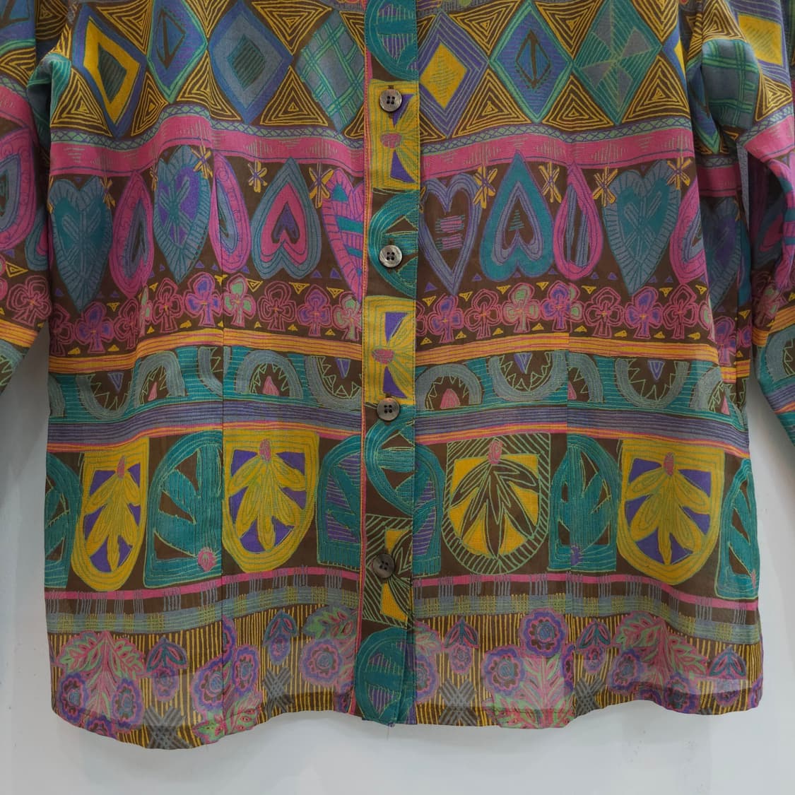 에스닉 기하학 패턴 시어 블라우스 셔츠 상품이미지5