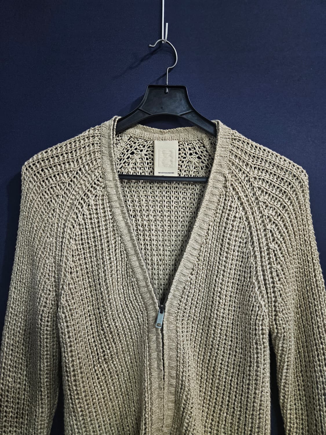 우영미 베이지 남성 48 집업 니트 가디건  상품이미지7