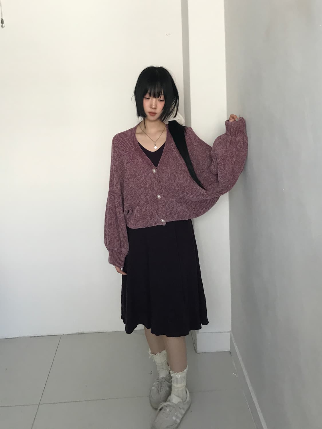(Vintage)Puff gold button cardigan 상품이미지8