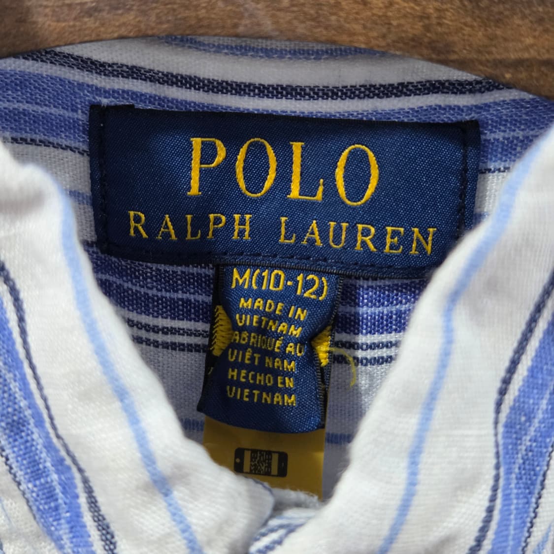 폴로랄프로렌 키즈 버튼다운 스트라이프 린넨 반팔셔츠 M/10/12 상품이미지3
