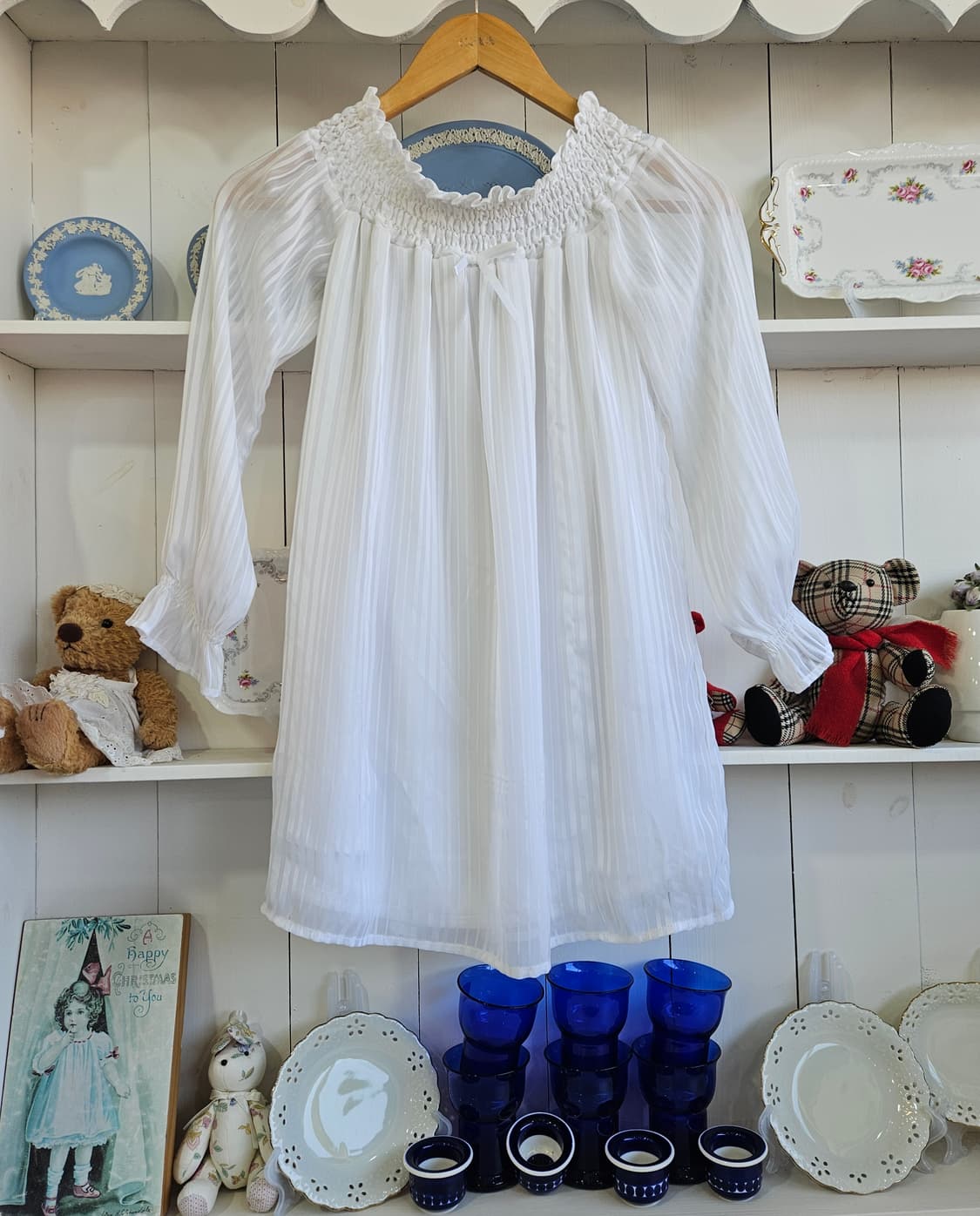 (CECIL McBEE) 화이트 쉬폰 스모크 롱블라우스 상품이미지3