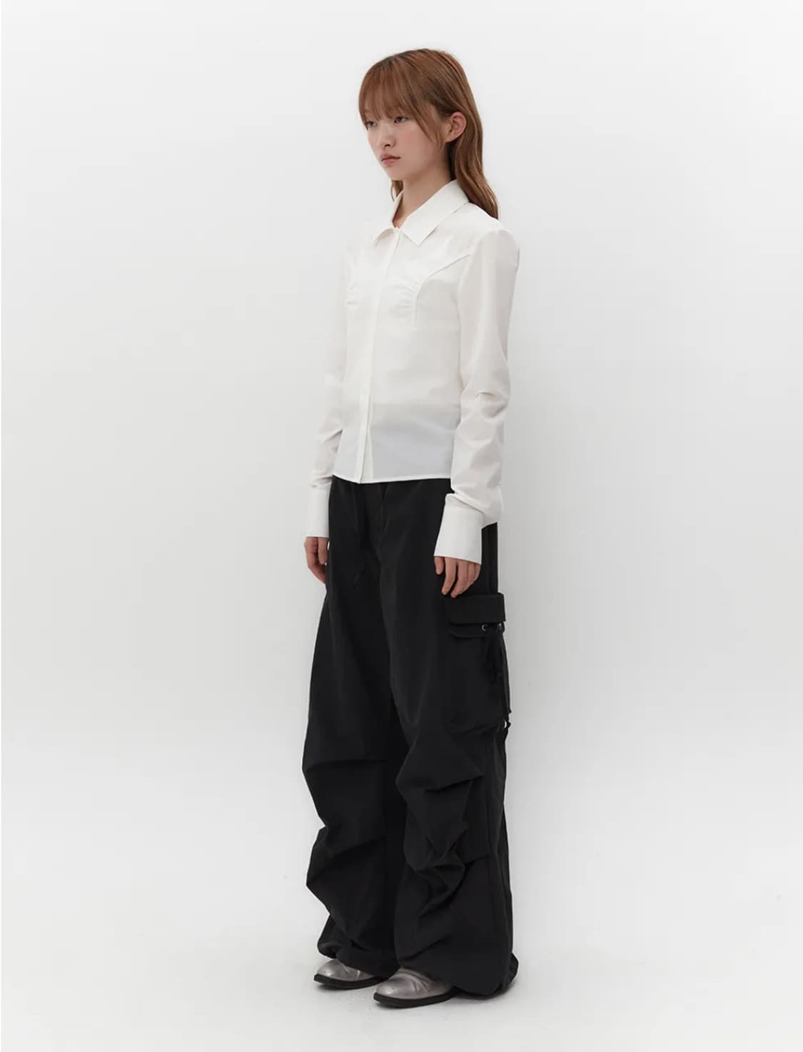 뚜오미오 shirred slim shirt 상품이미지2