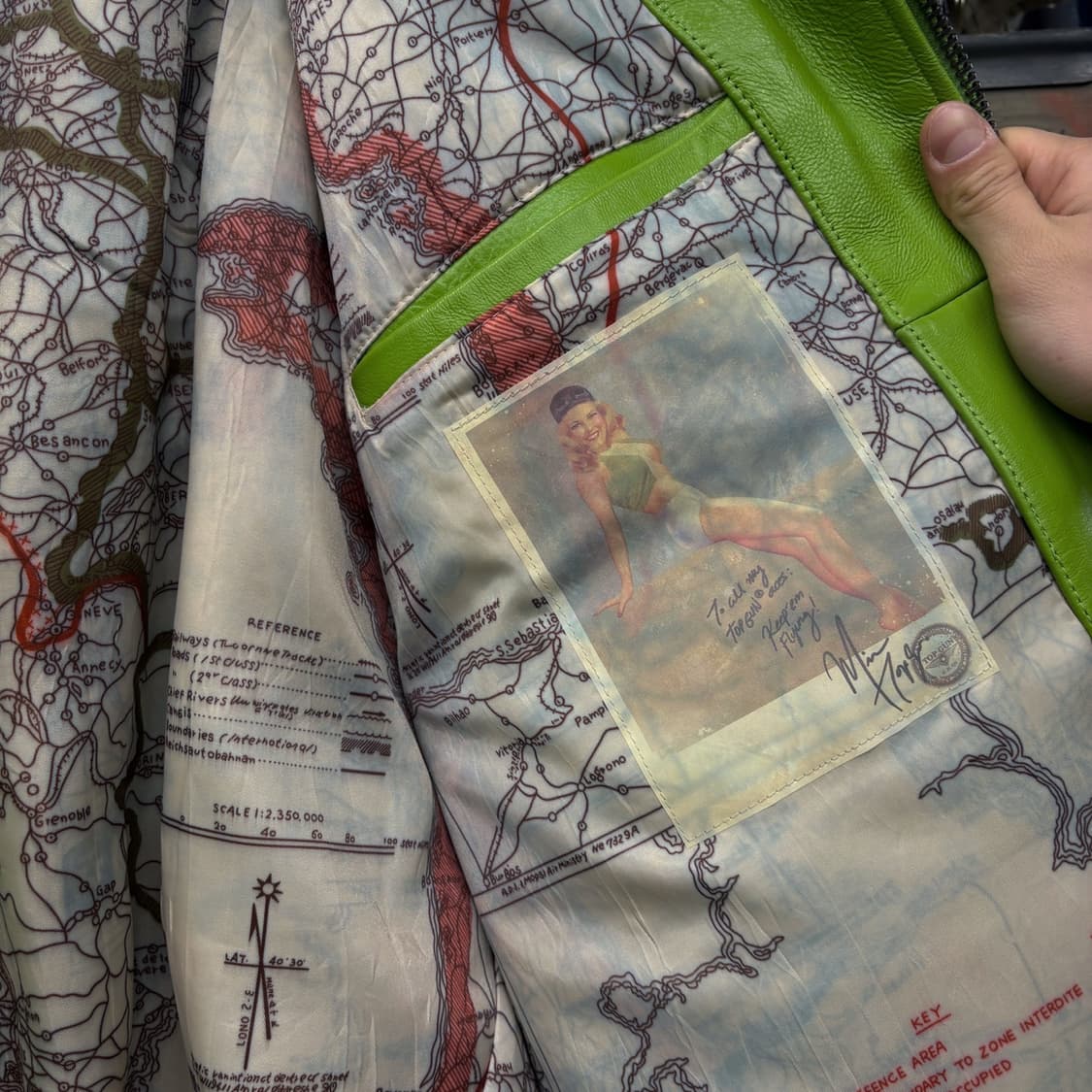 00s TOPGUN TYPE G-1 플라이트 레더 봄버자켓 그린 N526 상품이미지8