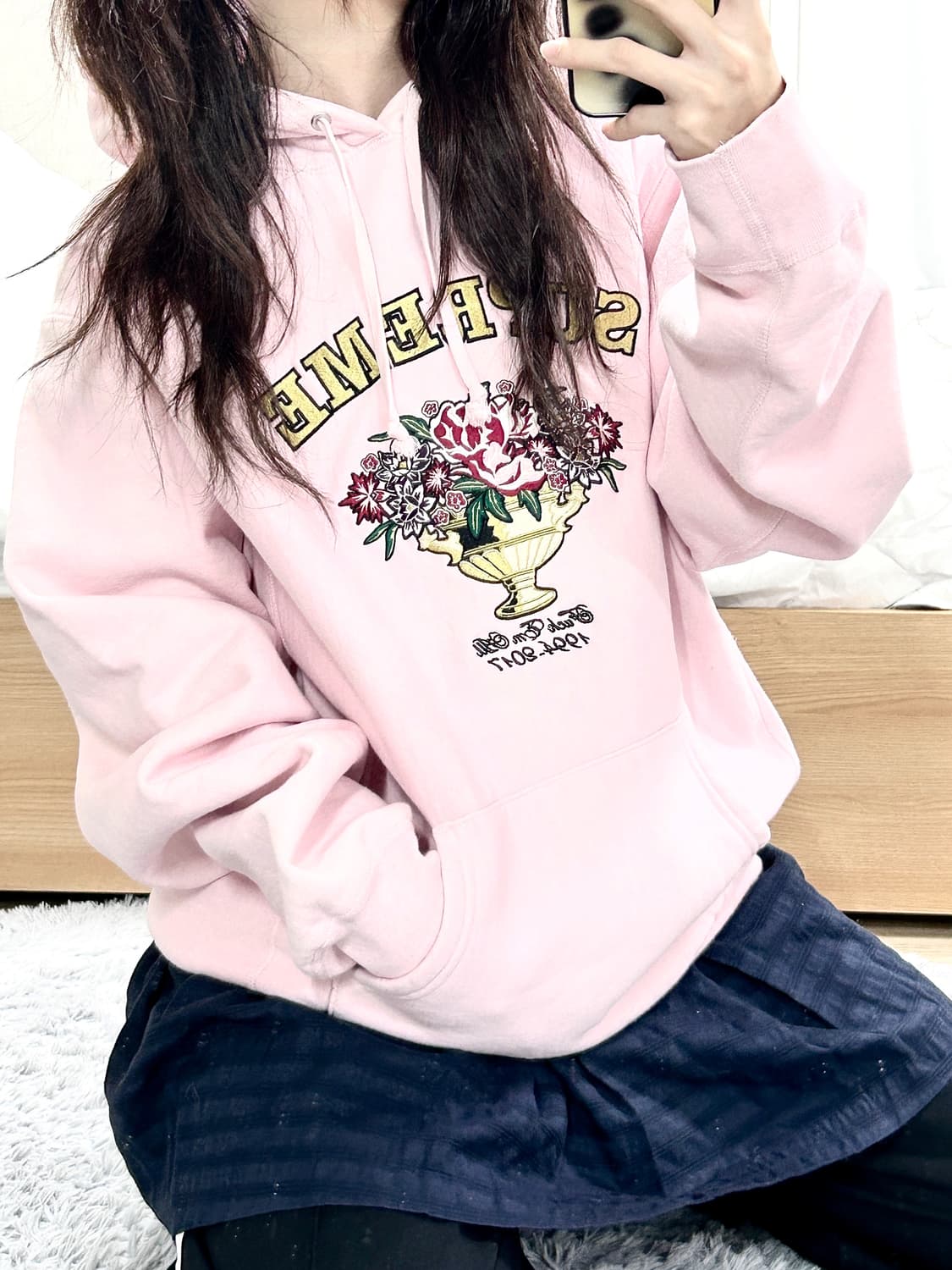 슈프림 17FW 센터피스 뮤트핑크 후드 상품이미지5