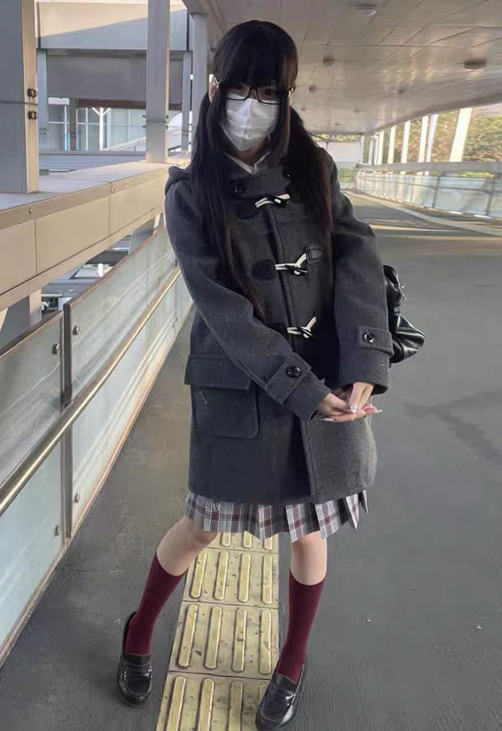 일본 반티지 일녀st 모리걸 차콜 떡볶이 코트  상품이미지3