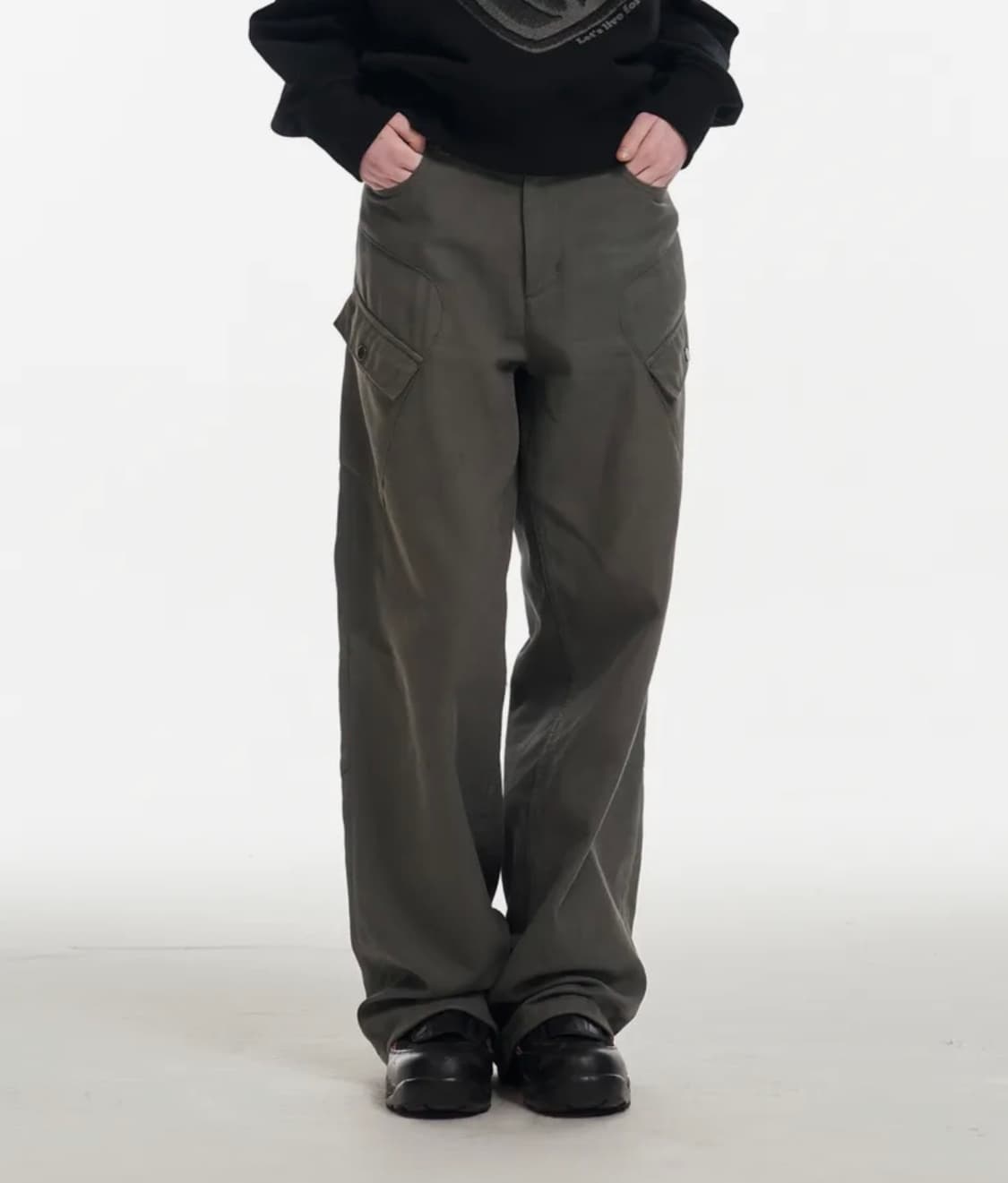 ADDOFF 카고 와이드 팬츠 챠콜 상품이미지1