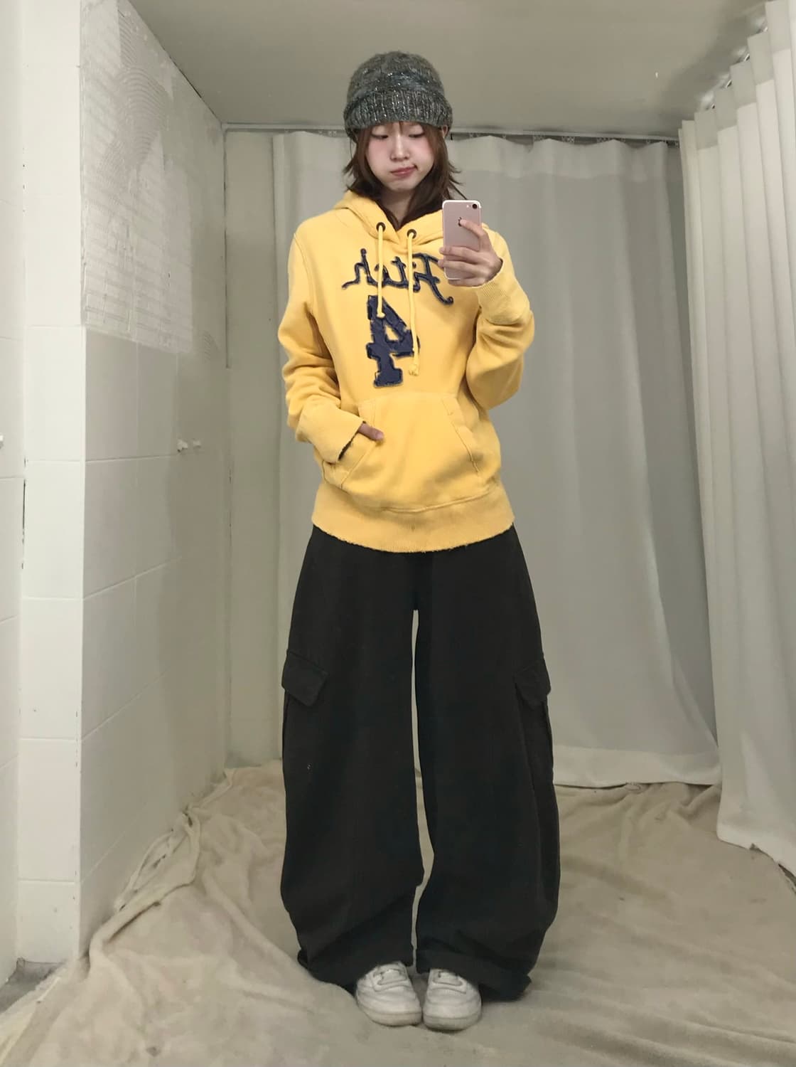 아베크롬비 머스타드 옐로우 아플리케 후드티 상품이미지2