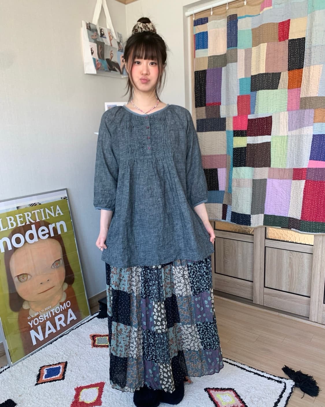 90s Antre patchwork skirt 상품이미지2