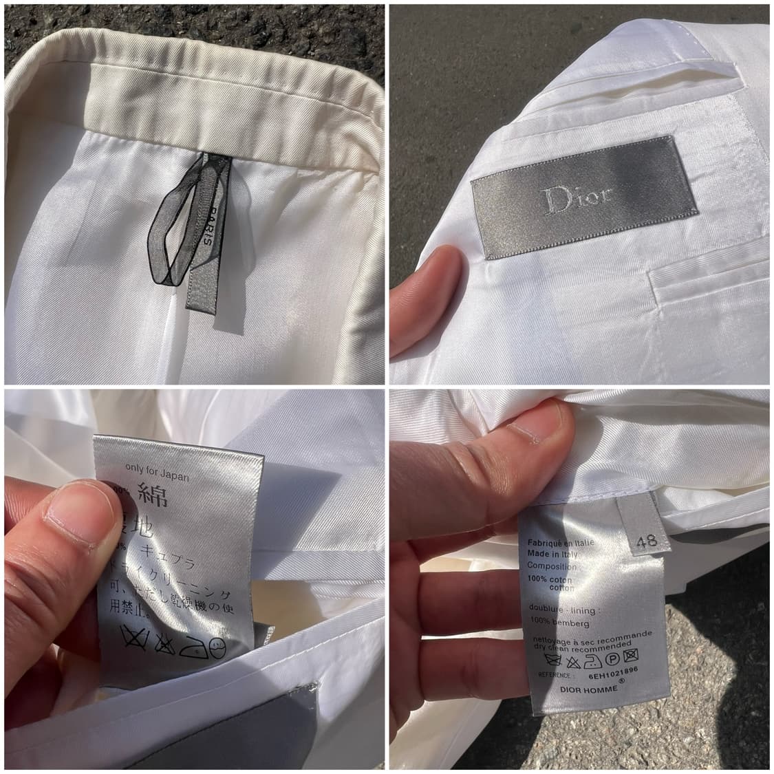 디올옴므 06SS 에디 시절 피크드 라펠 화이트 블레이저 상품이미지10