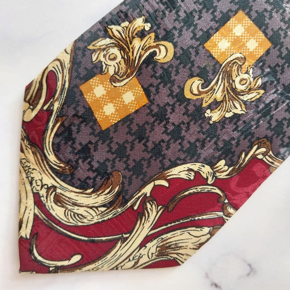 피에르 발망 실크 브라운 패턴 넥타이 9.4cm A등급 K2002
 상품이미지7