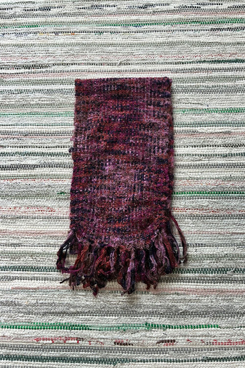 Burgundy Mix Boucle Fringe Scarf 상품이미지3