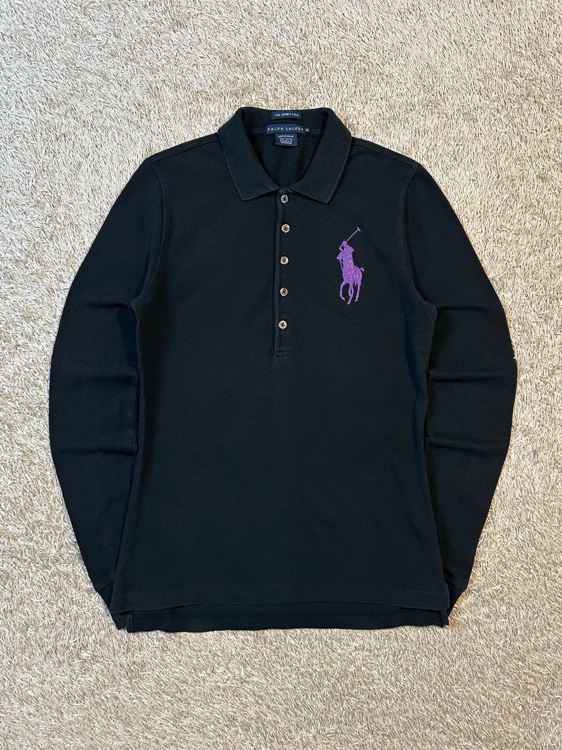 폴로 랄프로렌 빅포니 로고 바이올렛 PK 긴팔 카라티 블랙 상품이미지1