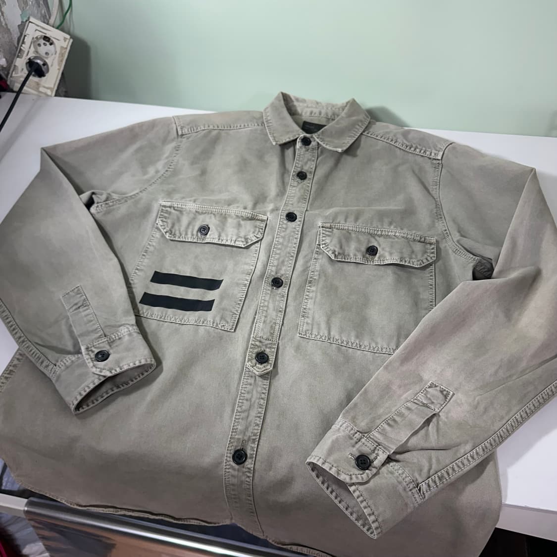 100 L 자라 맨 빈티지워시드 투포켓 코튼 셔츠 남방 상품이미지3