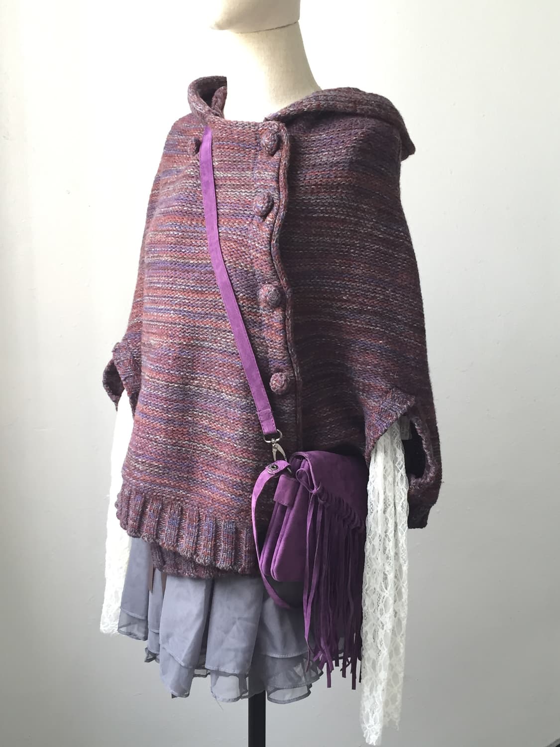 히피 제주 니트 판쵸(착샷O) 상품이미지1