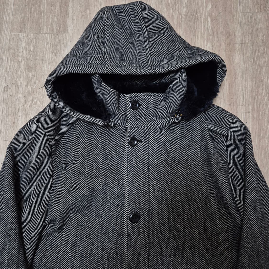 엠비오 남성 모직 싱글 후드 코트 자켓 XL(105) 상품이미지2