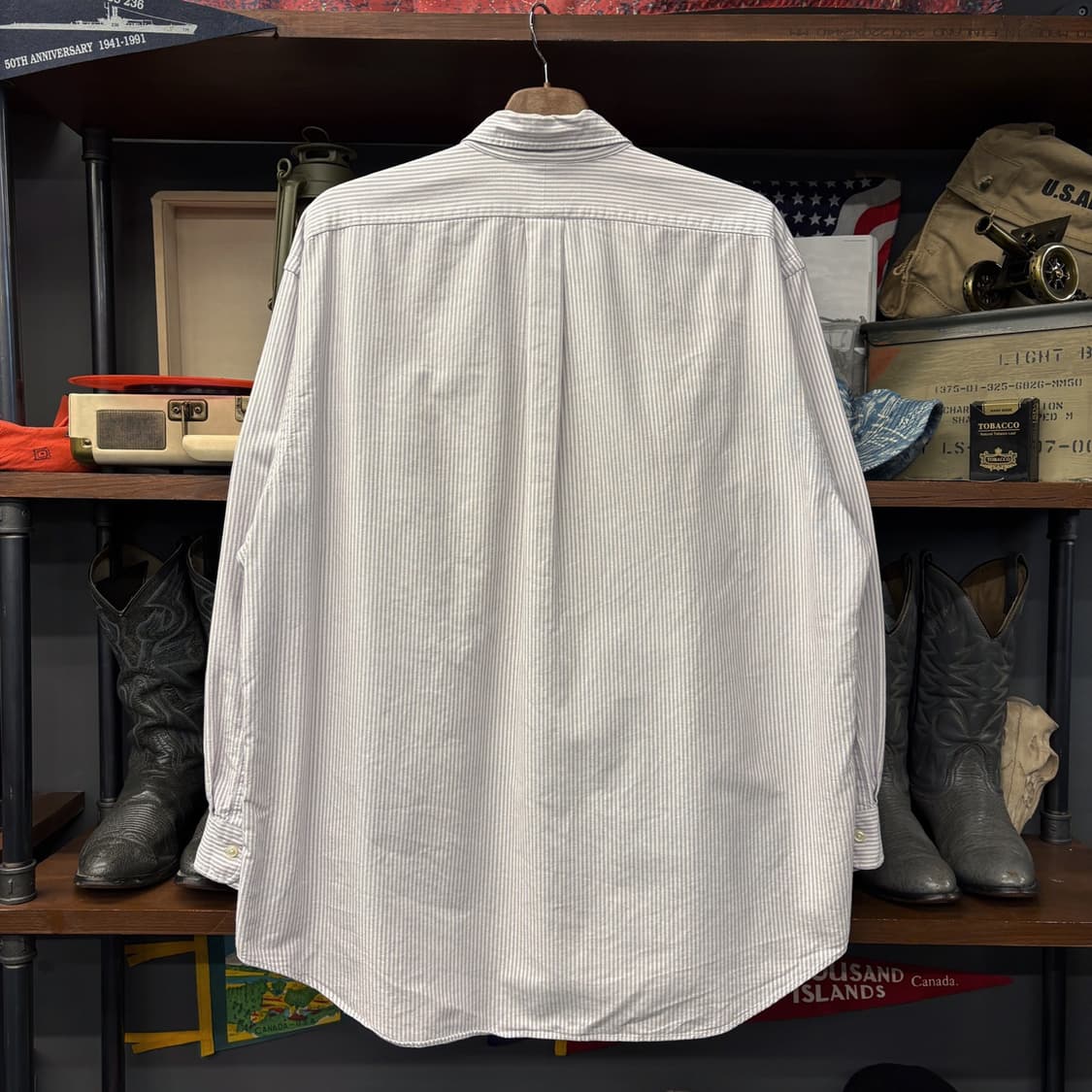90s 폴로 랄프로렌 빅셔츠 라인 스트라이프 옥스포드 셔츠 N792 상품이미지2