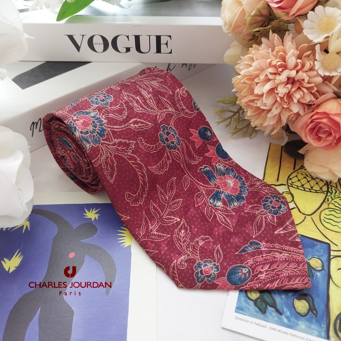 샤를 주르당 실크 플로럴 페이즐리 넥타이 9cm A+등급 K2227
 상품이미지1