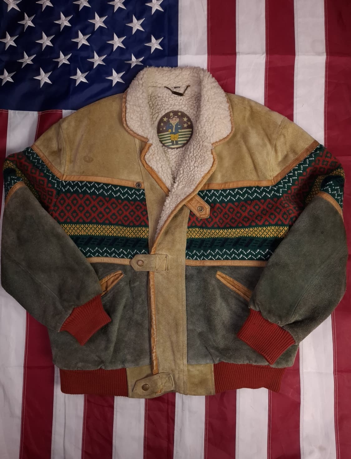 80's 빈티지 리얼스웨이드 나바호 쉐르파 자켓 상품이미지1