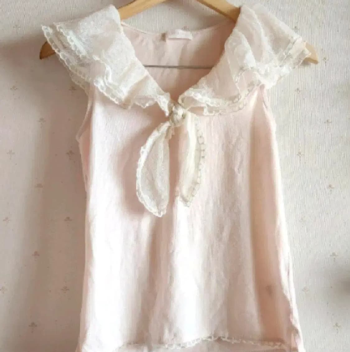 lizlisa 리즈리사 카라 탱크탑 핑크 히메갸루 라떼갸루 빈티지 모리 상품이미지1