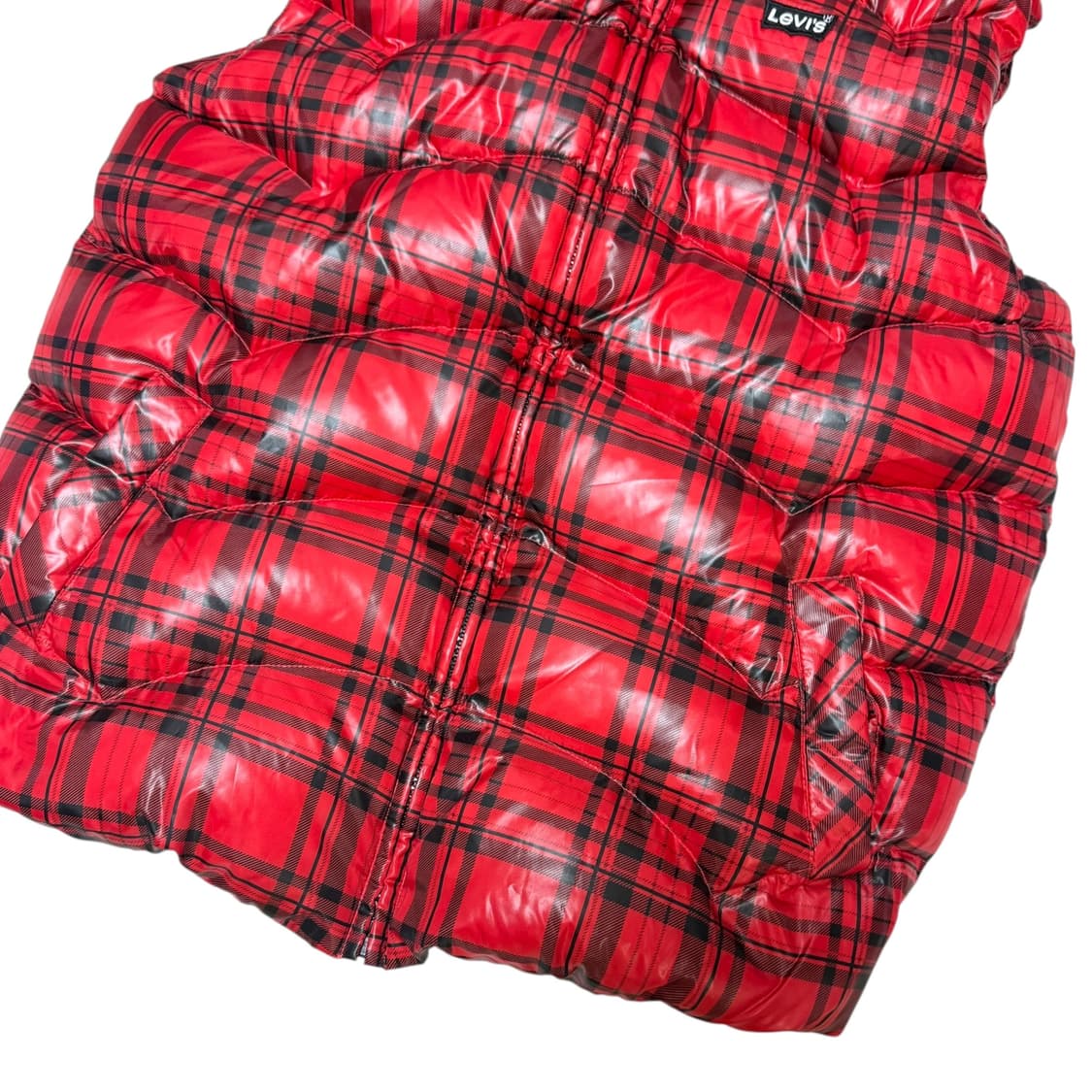 ⭐️희귀⭐️리바이스 덕다운 레드체크 후드퍼 베스트 패딩조끼 상품이미지5