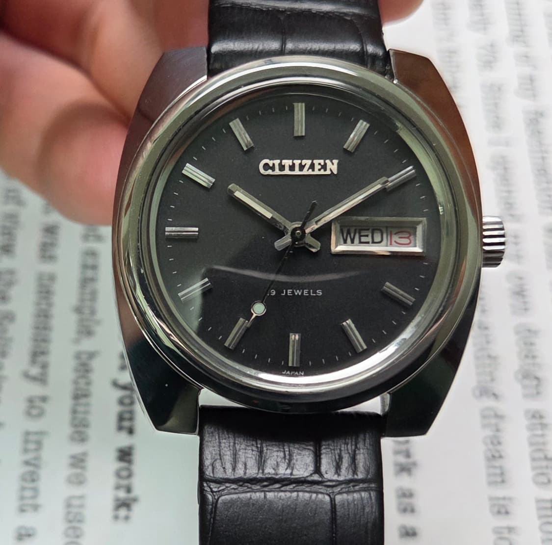 빈티지 시티즌 점보 매트블랙 물방울초침 데이데이트 수동 메커니컬   상품이미지9