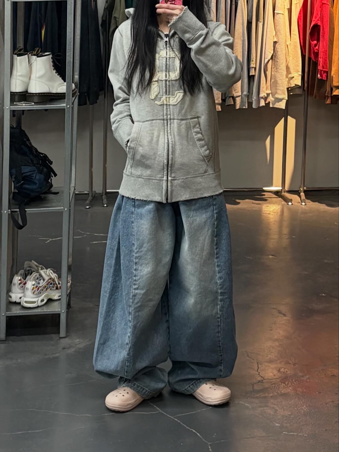 아베크롬비 그레이 빅스펠로고 후드집업 A3155 상품이미지1