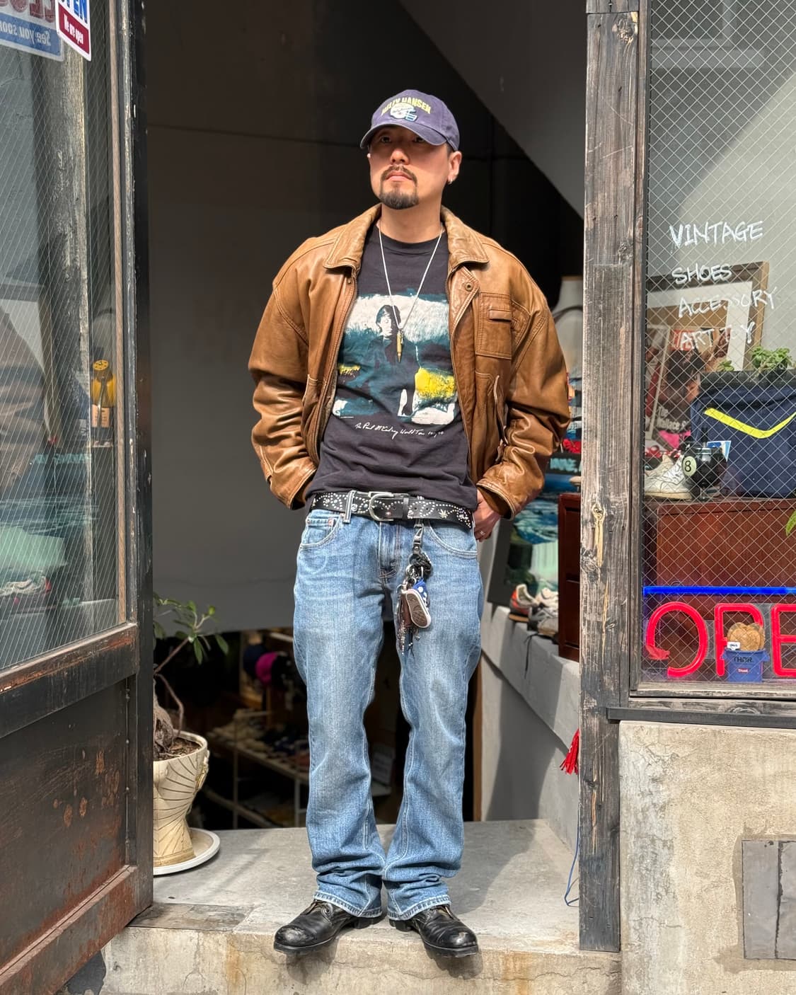 Vintage brown lambskin bomber jacket 상품이미지8