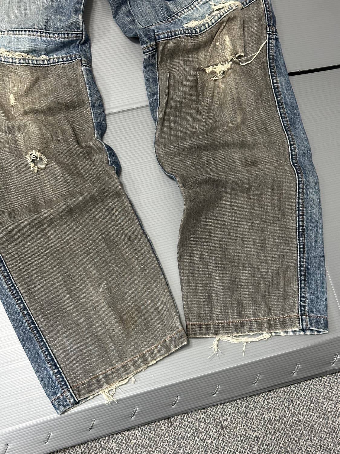 후부 올드스쿨 데미지 데님 팬츠 바지 상품이미지3