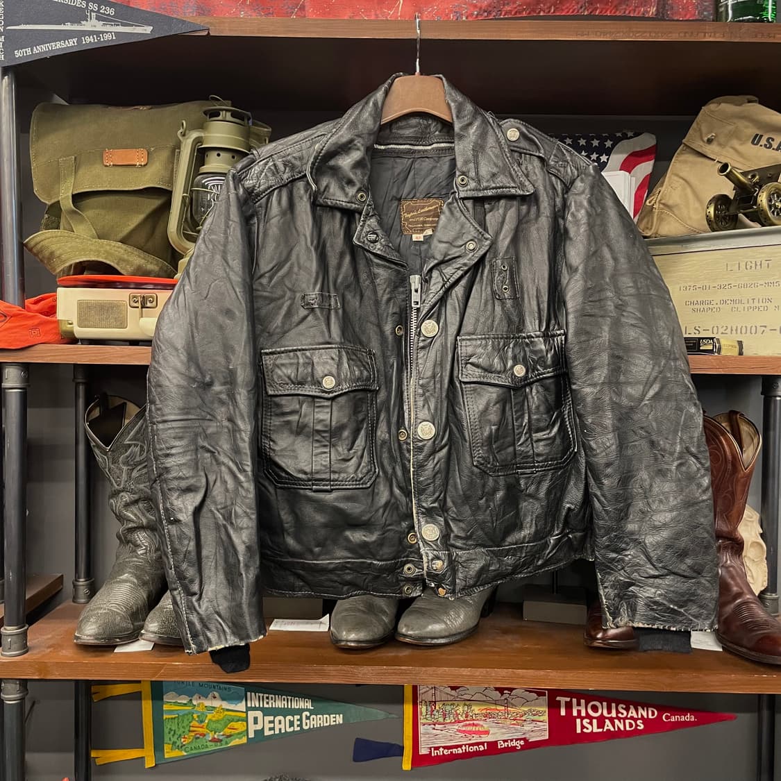 70s Taylor's USA 폴리스 가드 유니폼 헤비 레더 자켓 상품이미지1