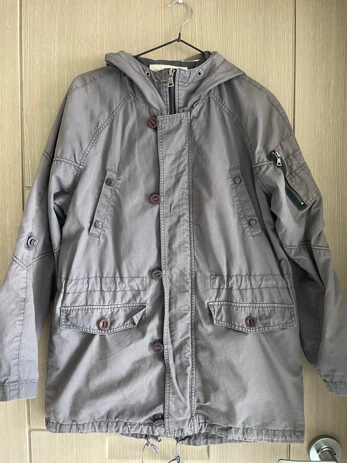 Guess 그레이 y2k 하구미 그런지 갸루 후드 야상 상품이미지1