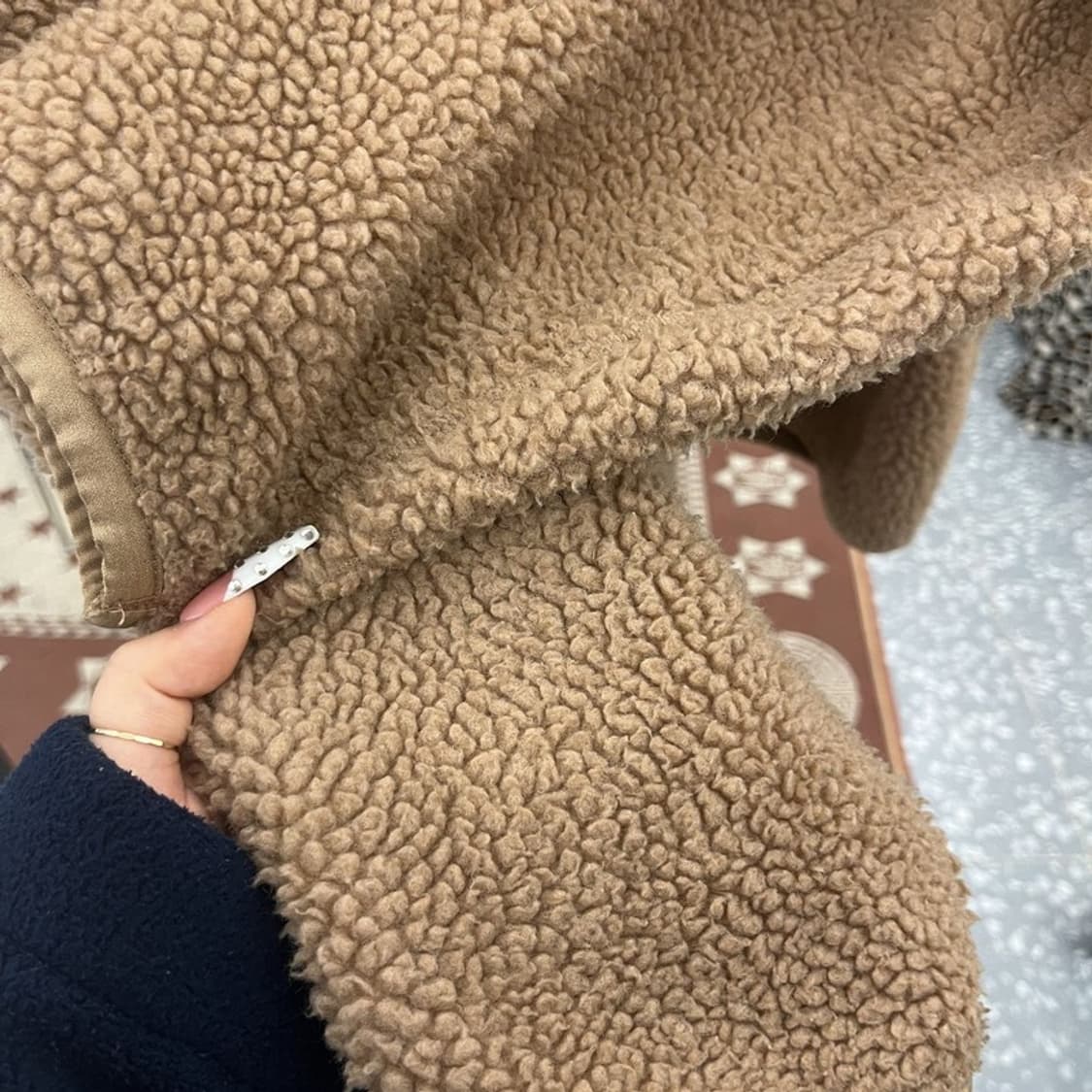 유니클로 U 캐주얼 빈티지 브라운 양털 후리스 자켓 L C10146 상품이미지7