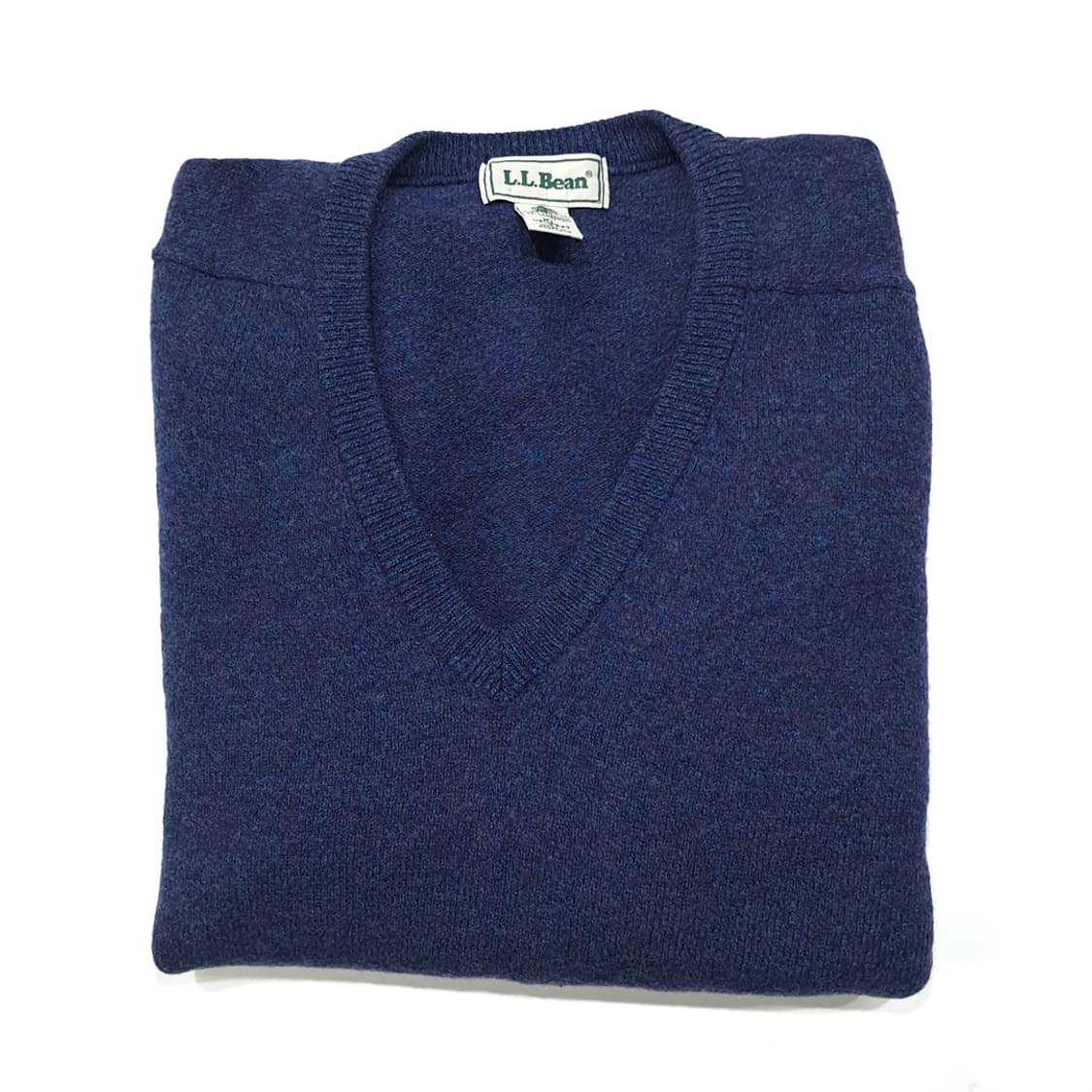 CL104 XL 엘엘빈 퓨어 울 네이비 & 퍼플 멜란지 V넥 니트 상품이미지7