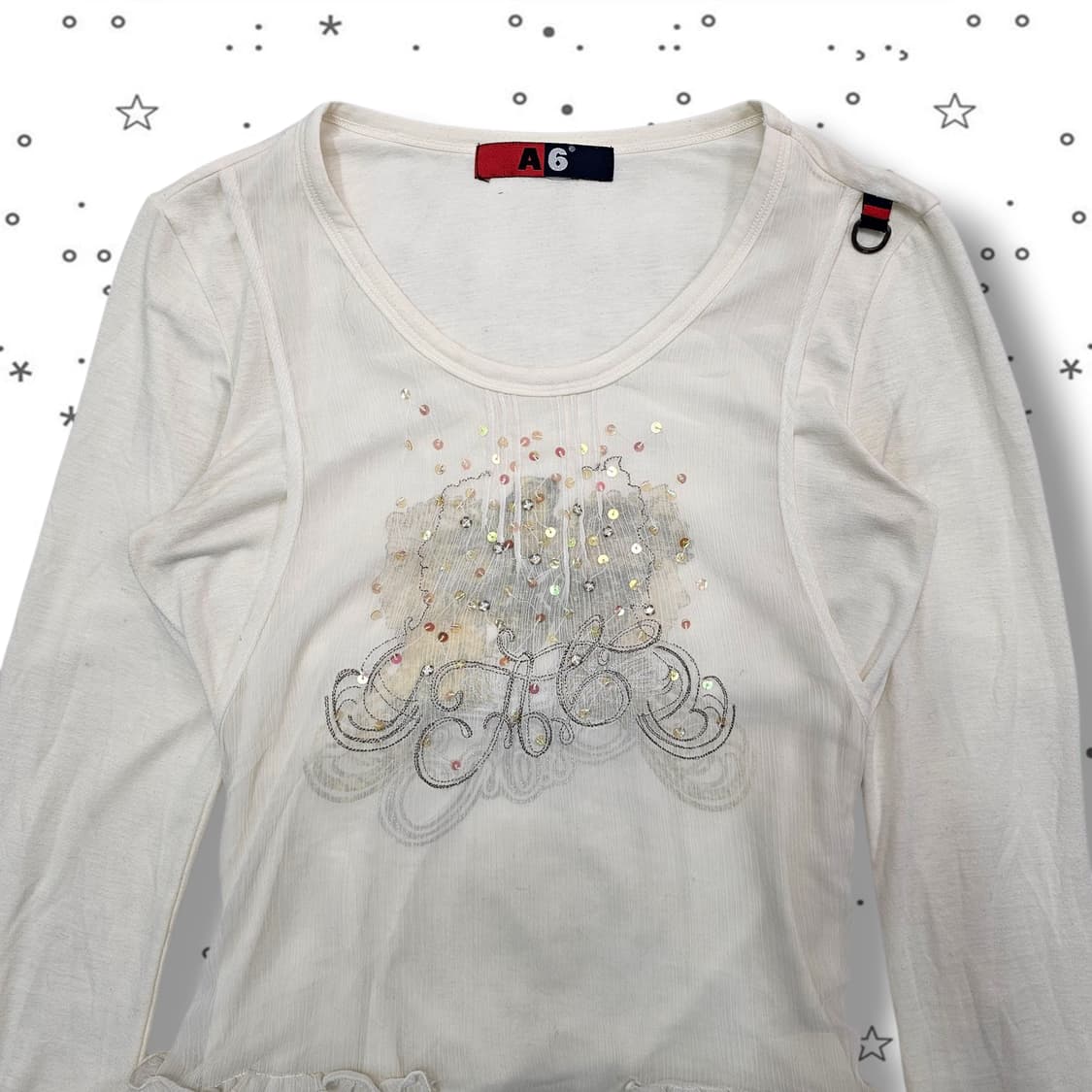 F A6 프릴 스팽글 프린팅 롱슬리브 상품이미지2