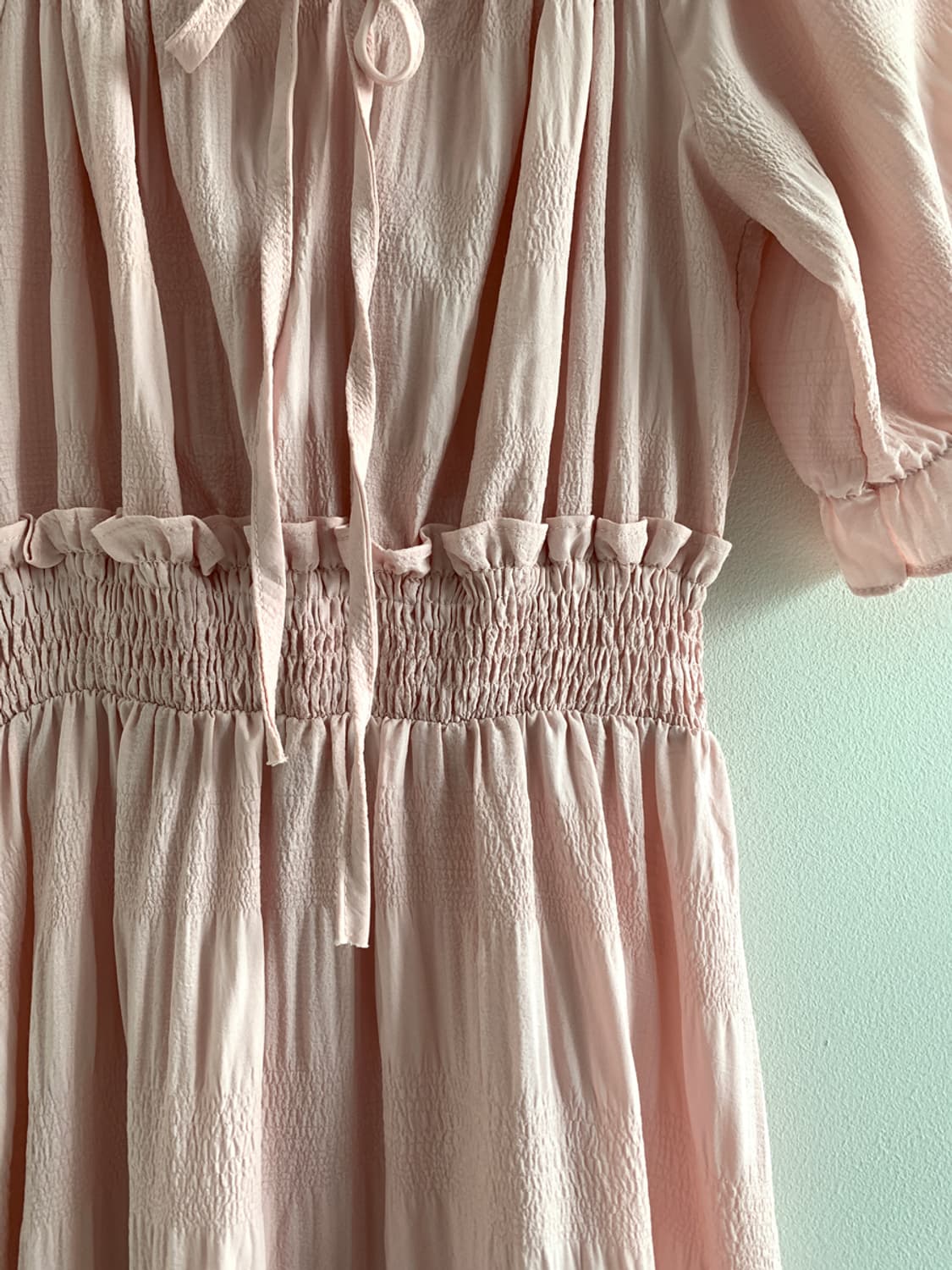 Ribbon frill smocked dress 상품이미지5