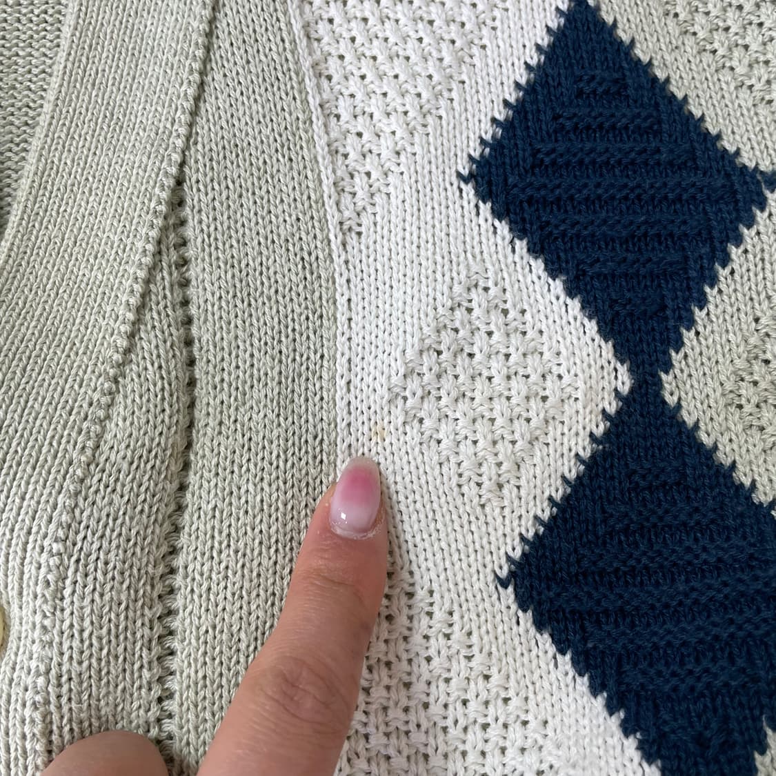 JPN 일본빈티지 연카키 아가일 패턴 가디건 L 상품이미지5