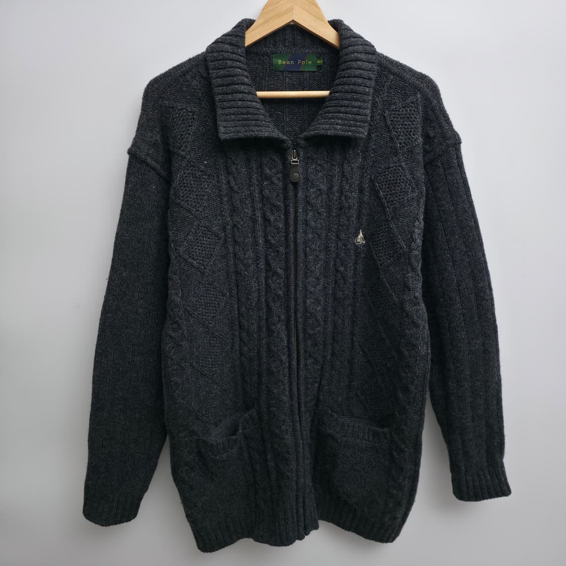 [XL] 빈폴 회색 케이블 니트 집업 가디건 상품이미지1