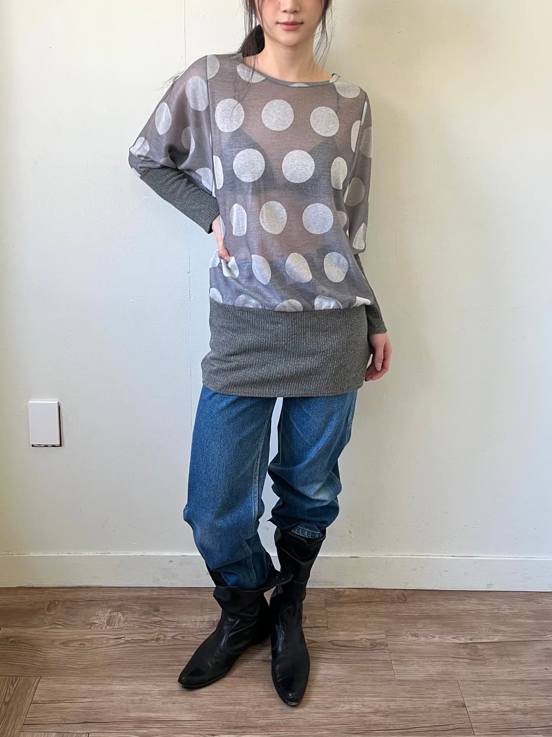 Silent Worth 도트 시스루 스웨터 상품이미지4