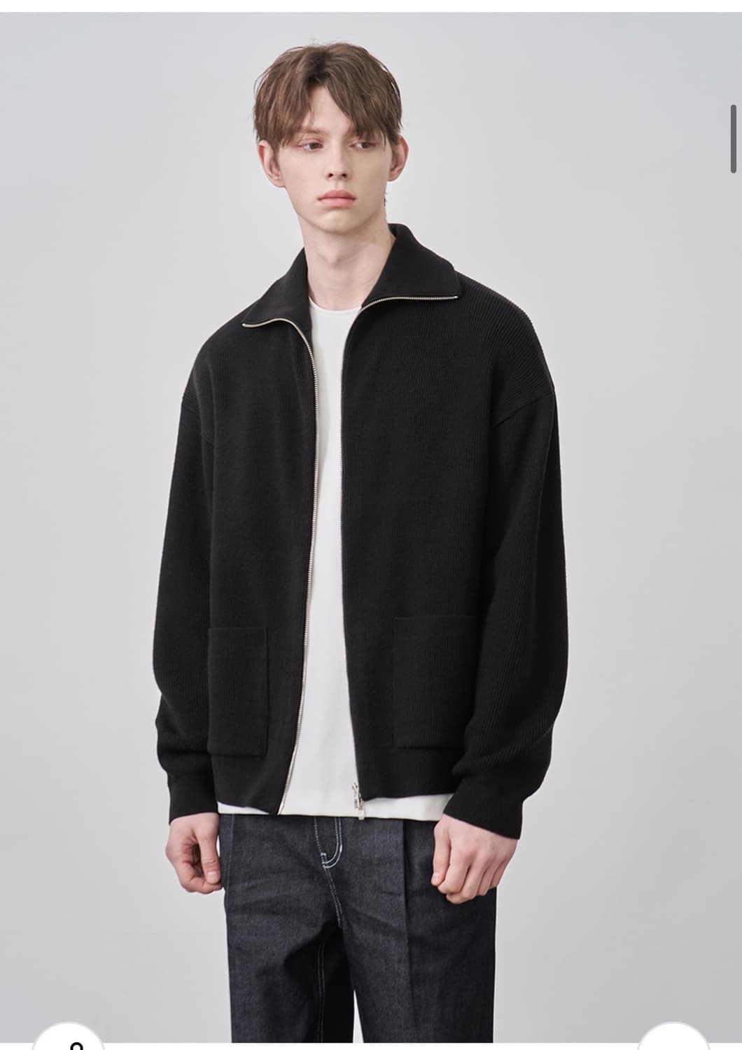 (새상품)(M) 드로우핏 오버사이즈 PBT 투웨이 풀집업 니트 BLACK 상품이미지5