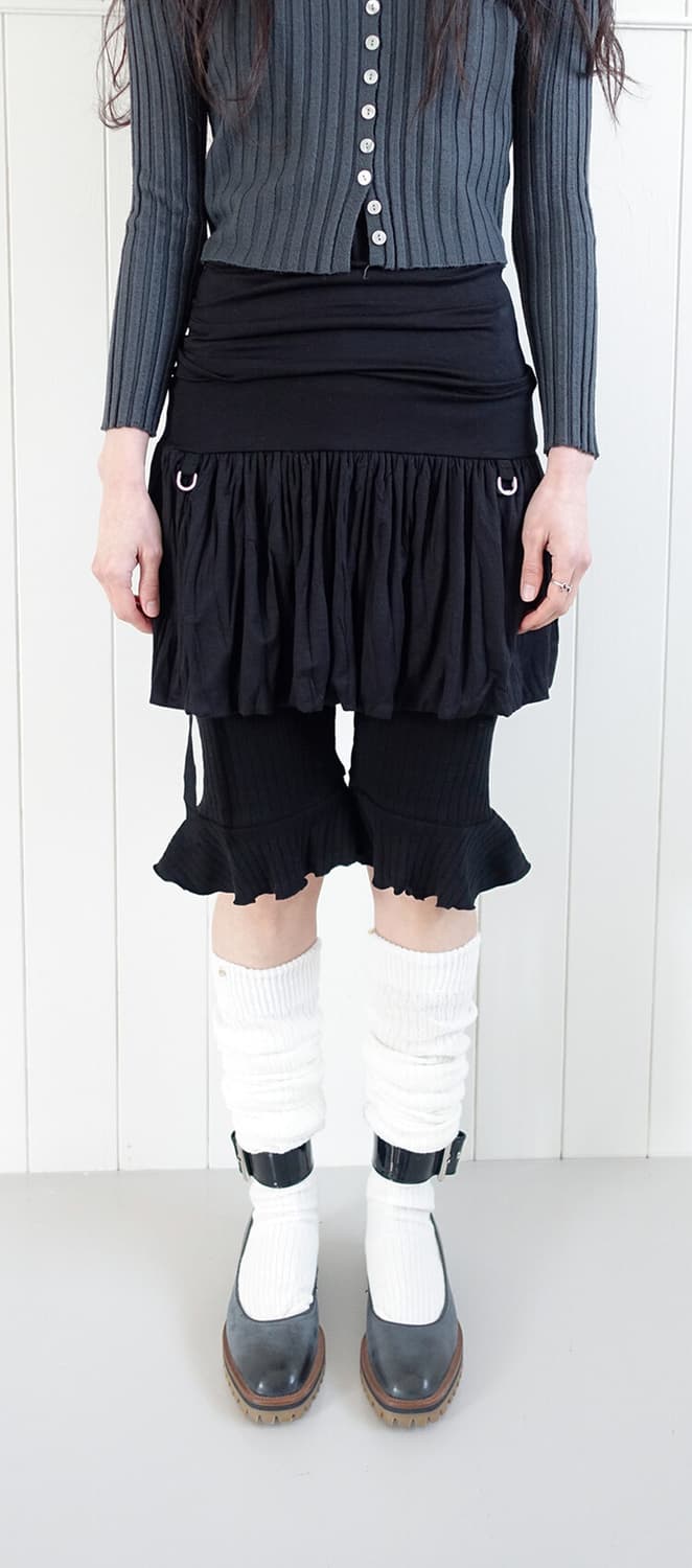 drape ribbon skirt (black) 상품이미지1