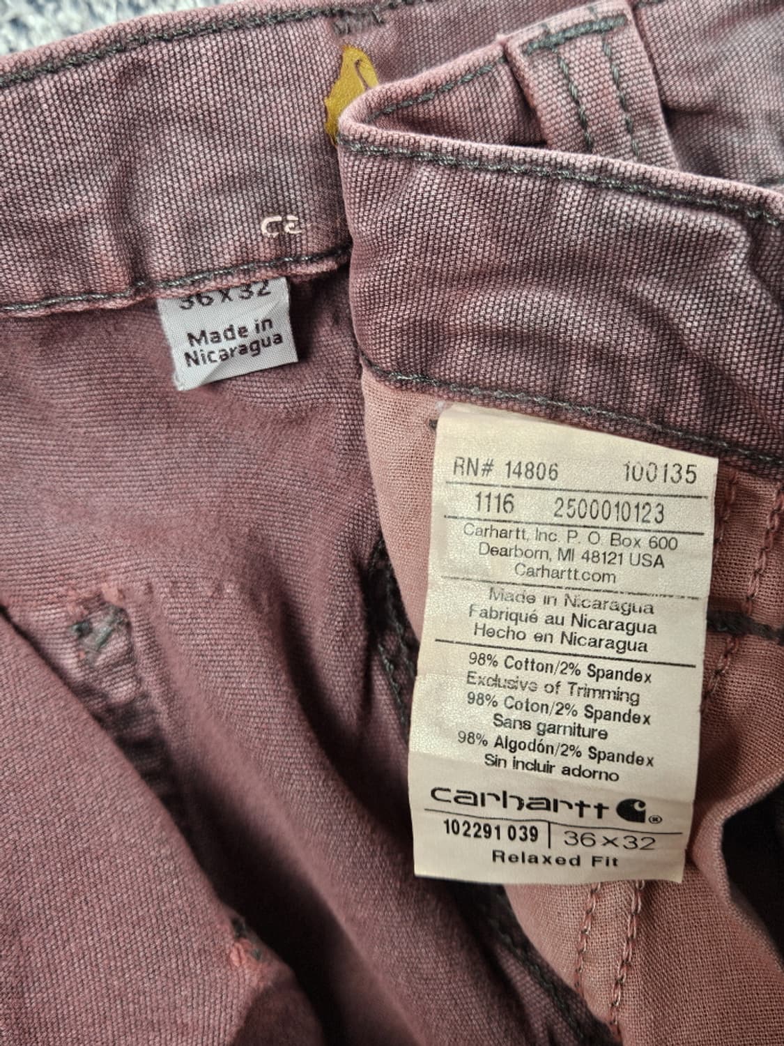 칼하트 카펜터 다잉 워시드 커스텀 워크팬츠 (36 X 32) / 9980 상품이미지7