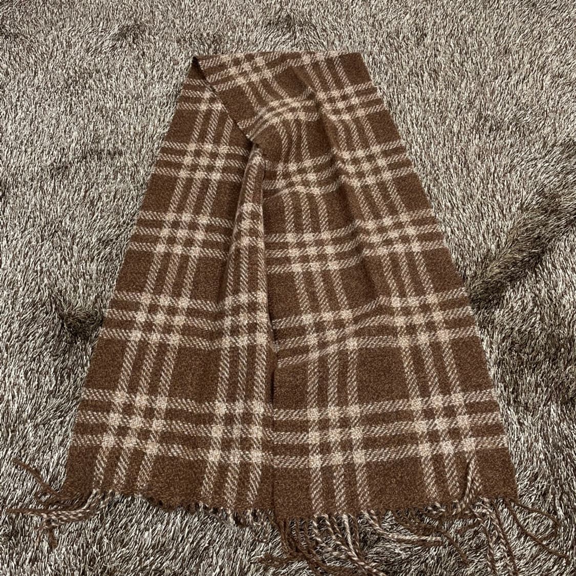 니콜 클럽 NICOLE CLUB 브라운 알파카 체크 머플러 목도리 상품이미지4