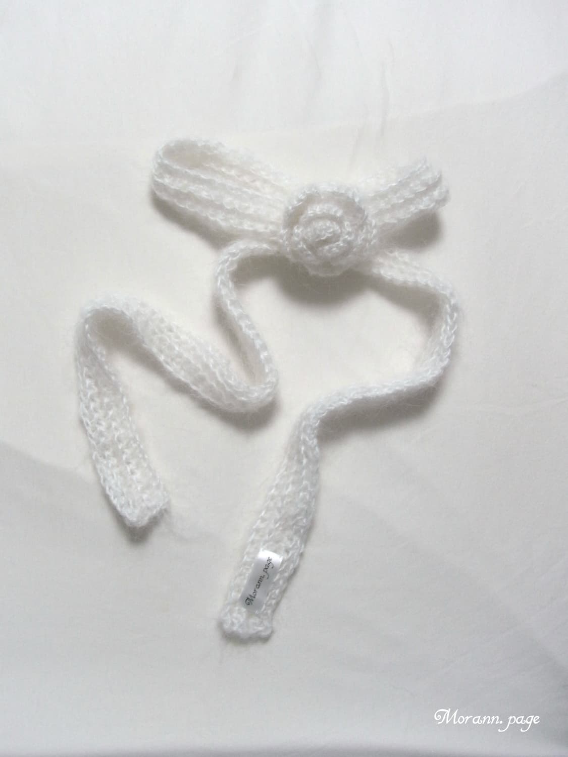 crochet mohair rose scarf white /small 상품이미지1